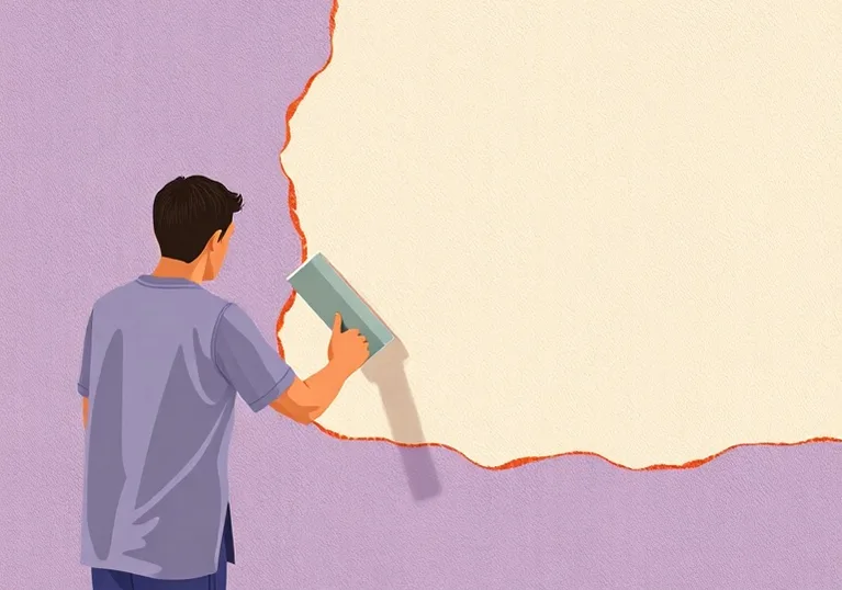 Application d'un enduit décoratif à la lisseuse sur un mur